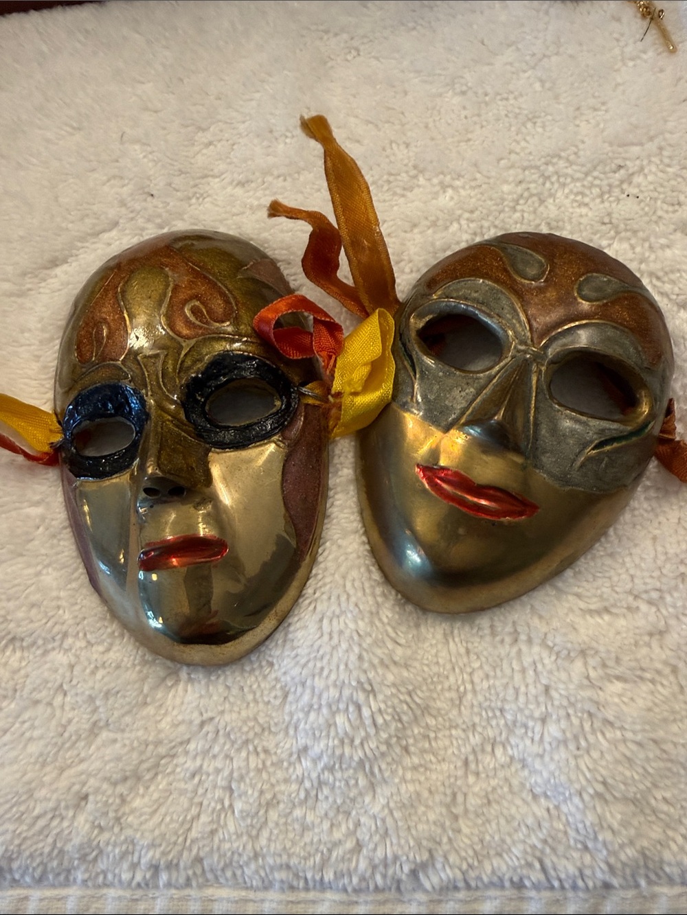Set of Two Decorative Venetian-Style Gold Masks